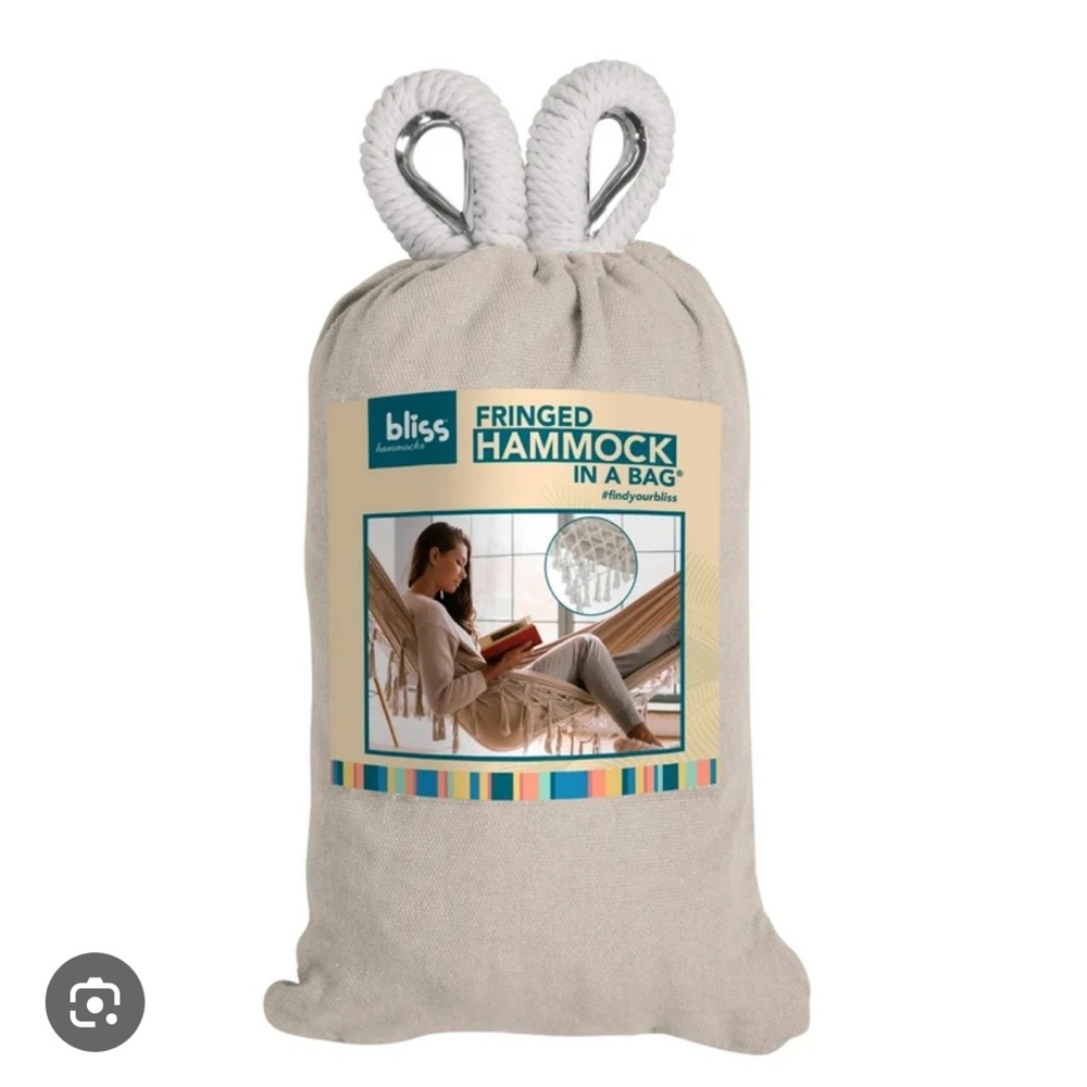 Bliss Fringed Hammock in a Bag Hand Woven Boho Style